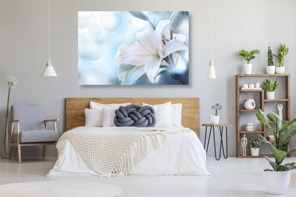 Quadro su tela – Fiore bianco di giglio su sfondo astratto
