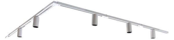 Sistema di illuminazione su binario moderno con 5 faretti bianchi monofase GU10 50 mm - Iconic Ruby