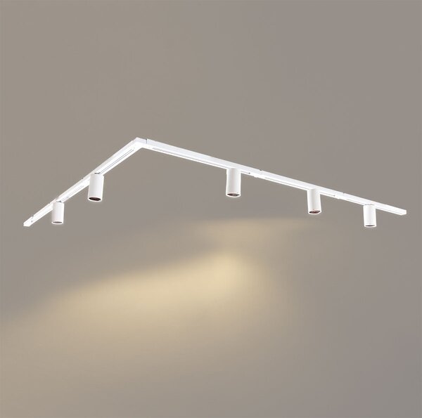 Sistema di illuminazione su binario moderno con 5 faretti bianchi monofase GU10 50 mm - Iconic Ruby