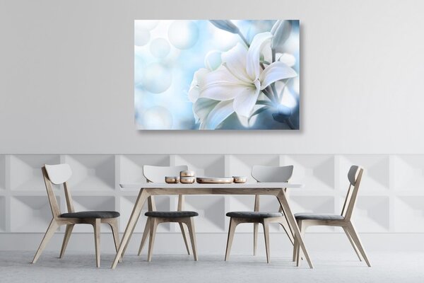 Quadro su tela – Fiore bianco di giglio su sfondo astratto