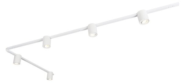 Sistema a binario moderno bianco con 5 faretti monofase - Rondoo Up