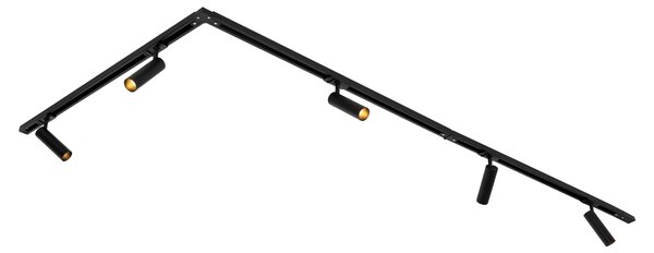 Sistema di illuminazione a binario moderno con 5 faretti nero 1 fase GU10 35mm - Iconic Jeana Luxe
