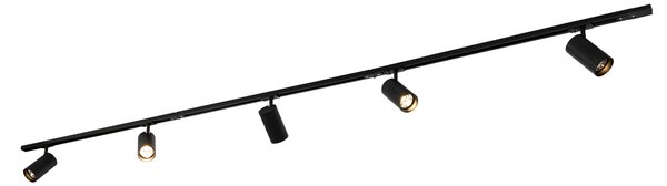 Sistema di illuminazione a binario moderno con 5 faretti neri monofase GU10 70mm - Iconic Jeana Luxe