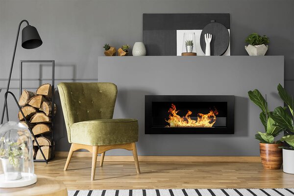 Divina Fire Camino a bioetanolo da parete o incasso Livorno Nero 90x12x40 h - DF91021