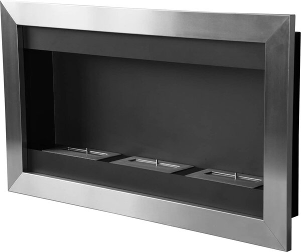 DecHome Camino a Bioetanolo da Parete con 3 Bruciatori In Acciaio Inox 1.5 lt 110x63x16 cm - D0755