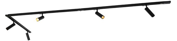 Sistema di illuminazione a binario moderno con 5 faretti nero 1 fase GU10 35mm - Iconic Jeana Luxe