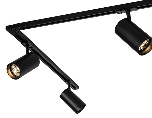 Sistema di illuminazione a binario moderno con 5 faretti neri monofase GU10 70mm - Iconic Jeana Luxe