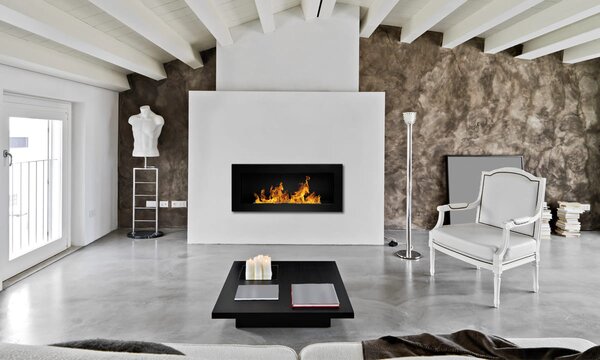 Divina Fire Camino a bioetanolo da parete o incasso Lucca Nero 90x12x40 h - DF91020