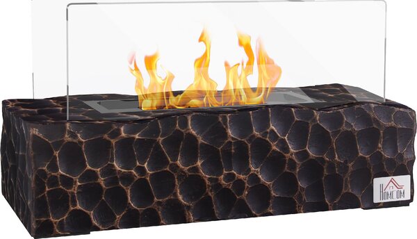 DecHome Camino a Bioetanolo da Tavolo con Bruciatore da 1.15L e Pannello in Vetro 33x16x18cm Nero