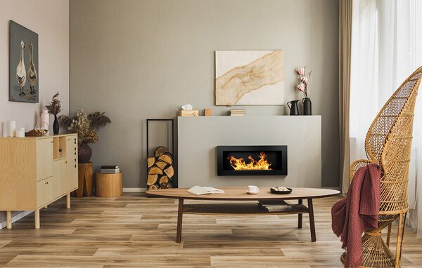 Divina Fire Camino a bioetanolo da parete o incasso Lucca Nero 90x12x40 h - DF91020
