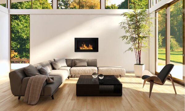 Divina Fire Camino a bioetanolo da parete o incasso Pisa Nero 65x12x40 h - DF91019