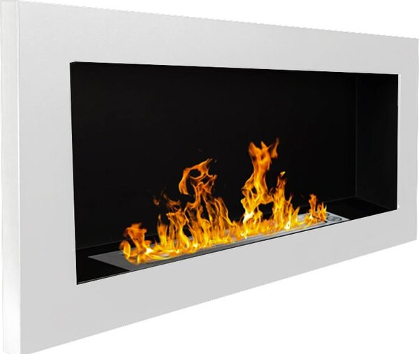 Divina Fire Camino a Bioetanolo da Parete o Incasso Lucca L 90xP 12xH 40 colore Bianco - DFLUCCA90B