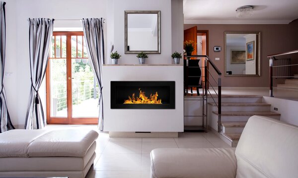 Divina Fire Camino a bioetanolo da parete o incasso Lucca Nero 90x12x40 h - DF91020