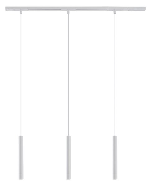 Sistema di illuminazione a binario moderno con 3 luci a sospensione bianche monofase - Slimline Keno