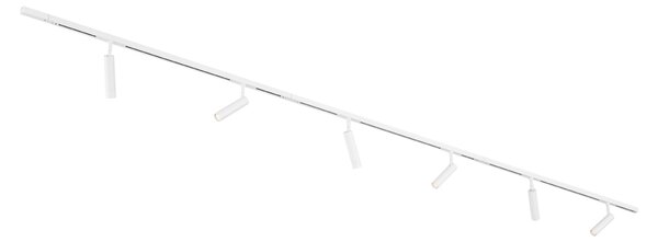 Sistema di illuminazione a binario moderno con 6 faretti bianchi monofase - Slimline Uzzy
