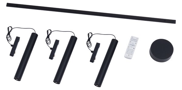 Sistema di illuminazione su binario moderno con 3 luci a sospensione nere monofase - Magnetic Cassie