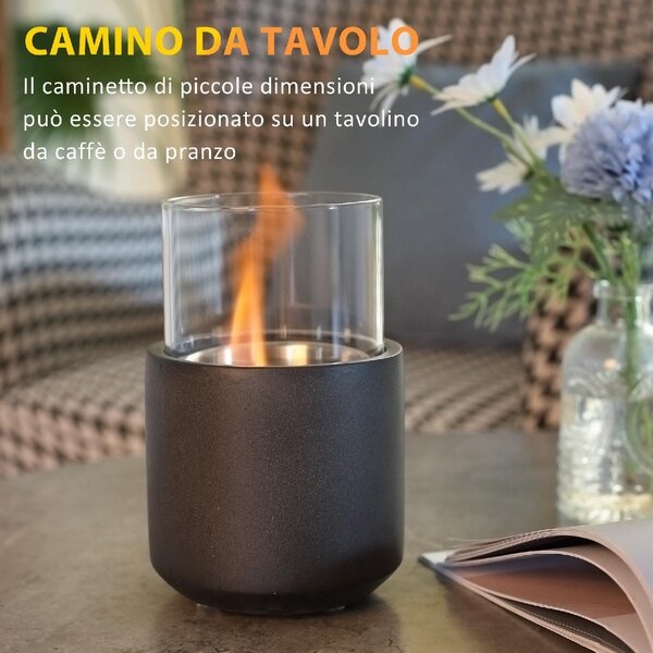 DecHome Camino a Bioetanolo da Tavolo con Serbatoio da 0.4L 12x12x19cm Grigio Scuro - 308V00CG-820