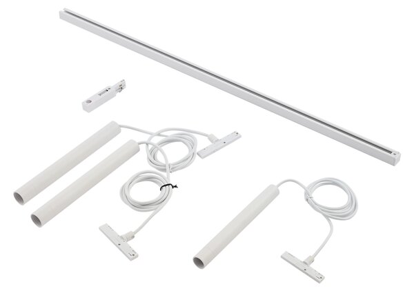 Sistema di illuminazione a binario moderno con 3 luci a sospensione bianche monofase - Slimline Keno