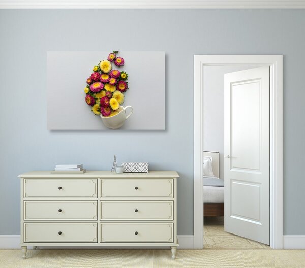 Quadro su tela – Tazza piena di fiori