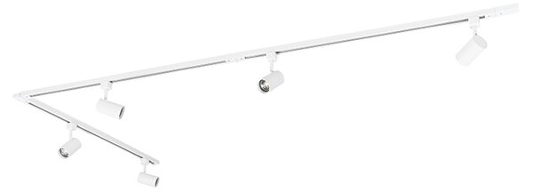 Sistema di illuminazione su binario a sospensione moderno con 5 faretti bianchi monofase - Iconic Jeana