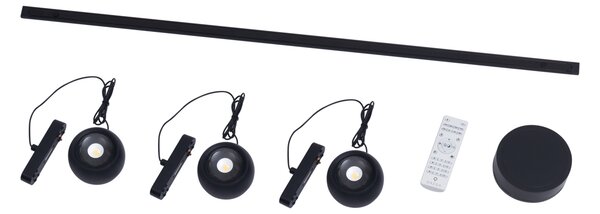 Sistema di illuminazione su binario moderno con 3 luci a sospensione nere monofase - Magnetic Lance