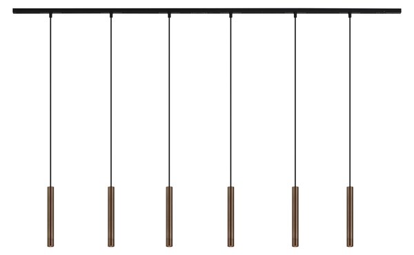 Sistema di illuminazione su binario moderno con 6 luci a sospensione bronzo monofase - Slimline Keno