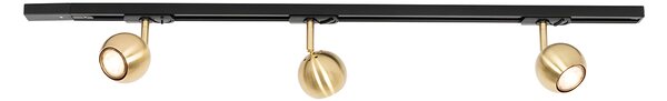 Sistema di illuminazione a binario moderno con 3 faretti oro 1 fase - Iconic Gissi