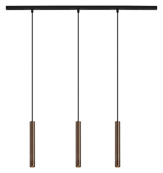 Sistema di illuminazione a binario moderno con 3 luci a sospensione bronzo monofase - Slimline Keno