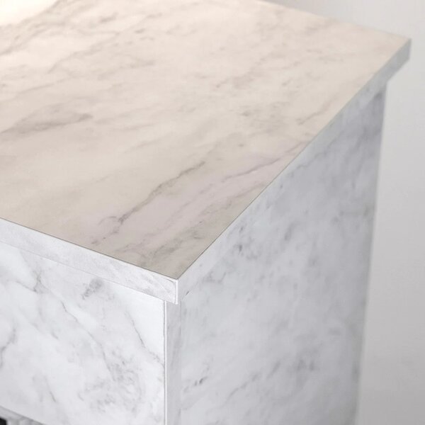 Divina Fire Camino a Bioetanolo da Terra Bellini in Legno effetto Marmo Bianco 96x35xh96 cm - DF95599