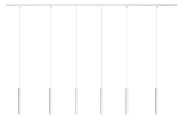 Sistema di illuminazione su binario moderno con 6 luci a sospensione bianche monofase - Slimline Keno