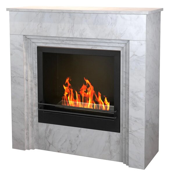 Divina Fire Camino a Bioetanolo da Terra Bellini in Legno effetto Marmo Bianco 96x35xh96 cm - DF95599