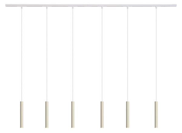 Sistema di illuminazione su binario moderno con 6 luci a sospensione beige e bianche monofase - Slimline Keno