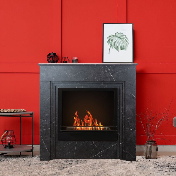Divina Fire Camino a Bioetanolo da Terra Bellini in Legno effetto Marmo Nero 96x35xh96 cm - DF95600