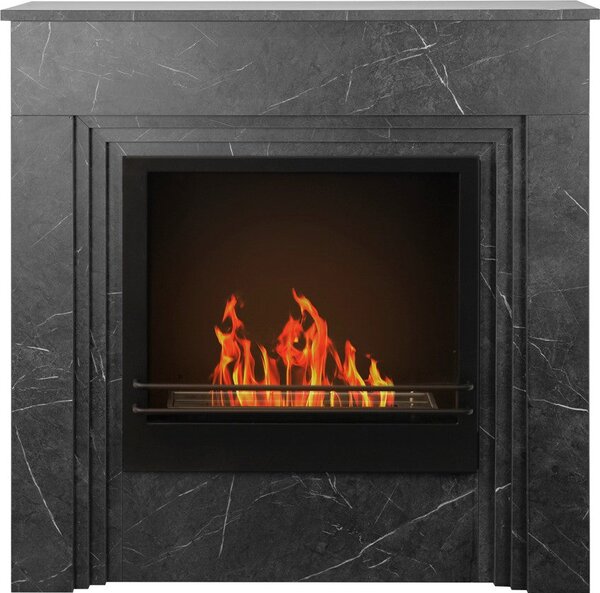 Divina Fire Camino a Bioetanolo da Terra Bellini in Legno effetto Marmo Nero 96x35xh96 cm - DF95600