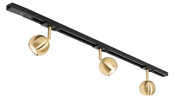 Sistema di illuminazione a binario moderno con 3 faretti oro 1 fase - Iconic Gissi