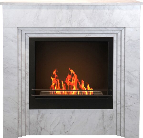 Divina Fire Camino a Bioetanolo da Terra Bellini in Legno effetto Marmo Bianco 96x35xh96 cm - DF95599