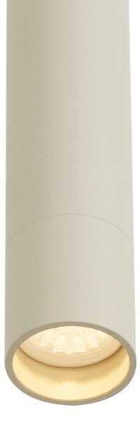 Sistema di illuminazione su binario moderno con 6 faretti e 4 luci a sospensione beige e bianche monofase - Slimline Uzzy Keno
