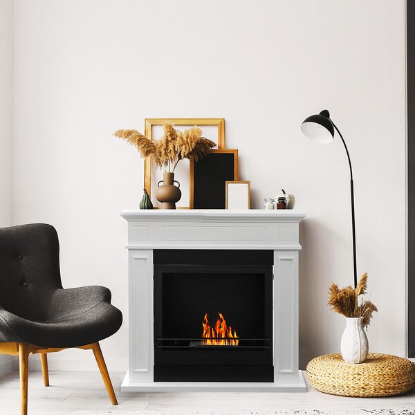 Divina Fire Camino a Bioetanolo da Terra con Bruciatore da 1.2 L 89.5xP28x90.5h cm colore Bianco Jefferson - DF87058