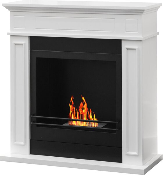 Divina Fire Camino a Bioetanolo da Terra con Bruciatore da 1.2 L 89.5xP28x90.5h cm colore Bianco Jefferson - DF87058