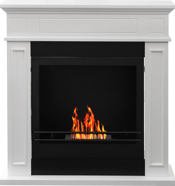 Divina Fire Camino a Bioetanolo da Terra con Bruciatore da 1.2 L 89.5xP28x90.5h cm colore Bianco Jefferson - DF87058
