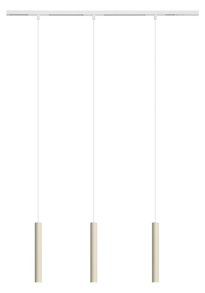 Sistema di illuminazione su binario moderno con 3 luci a sospensione beige e bianche monofase - Slimline Keno