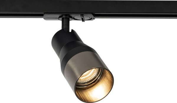 Faretto moderno nero con finitura canna di fucile per sistema a binario monofase GU10 50mm - Iconic Kohua
