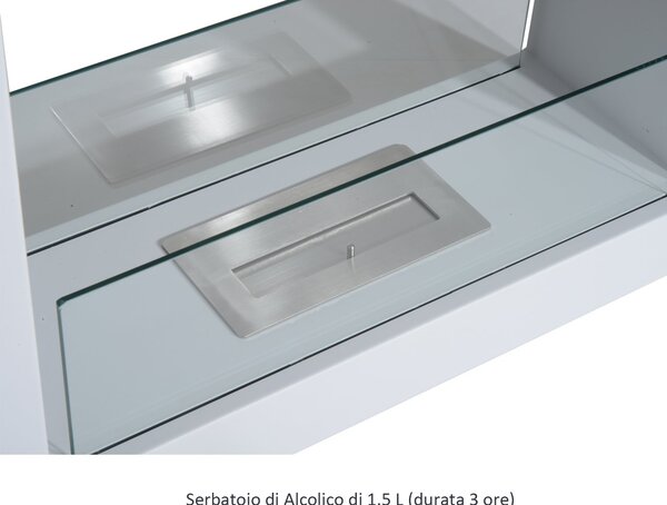 DecHome Camino a Bioetanolo In Acciaio Inossidabile con 1 Serbatoio 1.5 lt 78x25x58 Bianco - 8D0017