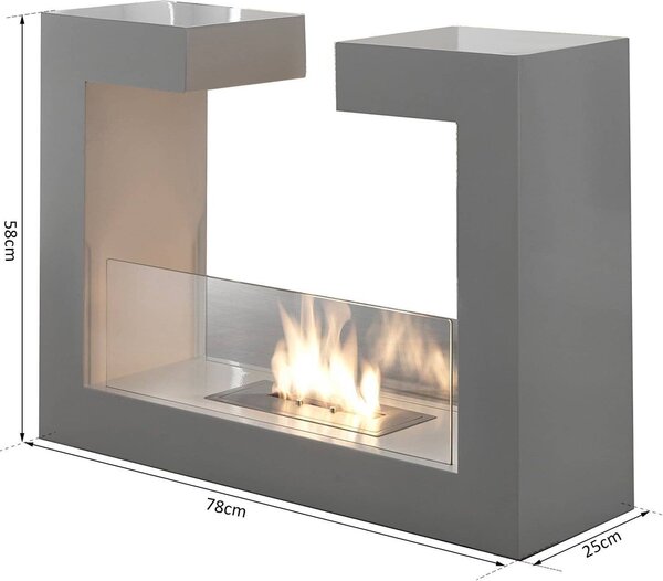 DecHome Camino a Bioetanolo In Acciaio Inossidabile con 1 Serbatoio 1.5 lt 78x25x58 Bianco - 8D0017