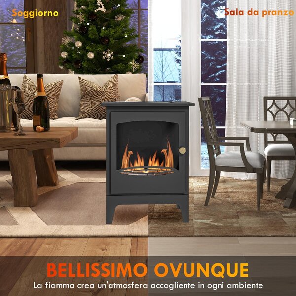 DecHome Camino a Bioetanolo in Acciaio Inox con Bruciatore da 1.2L per 3 Ore di Durata 36x26x54cm colore Nero - 890BKS391