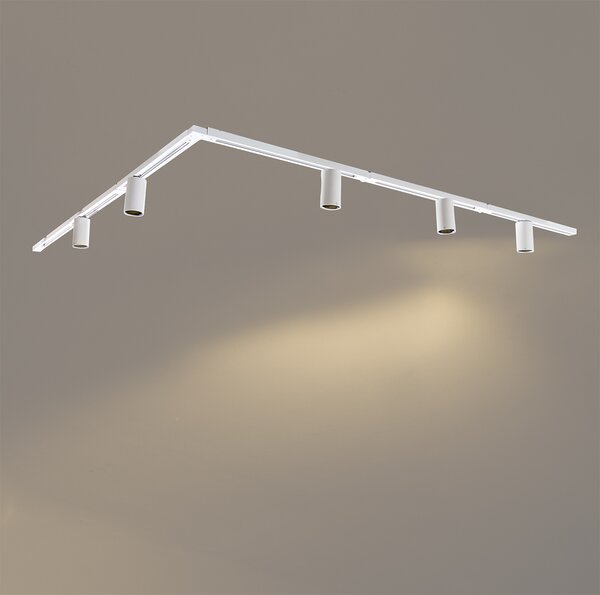 Sistema di illuminazione a binario moderno con 5 faretti bianchi monofase GU10 35 mm - Iconic Ruby