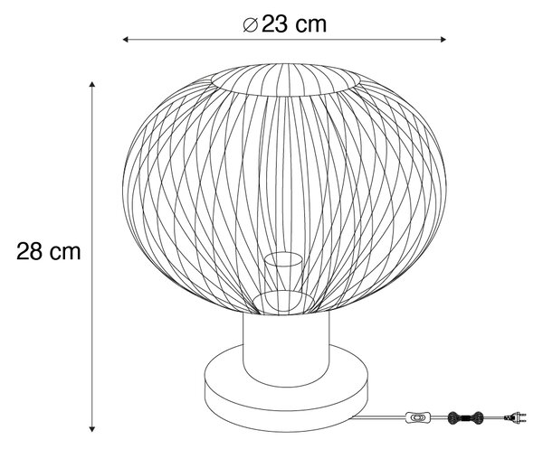 Lampada da tavolo moderna in filo metallico beige 23 cm - Gila
