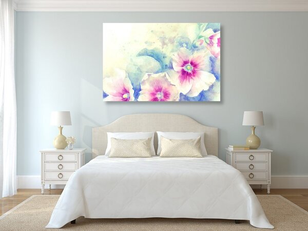Quadro su tela – Illustrazione acquerello di fiori rosa