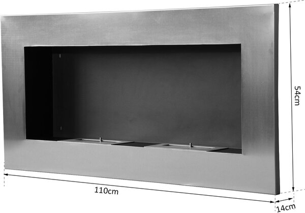 DecHome Camino a Bioetanolo Realizzato In Acciaio Inox con 2 Bruciatori 1.5 lt 110x54x14 cm - D0758