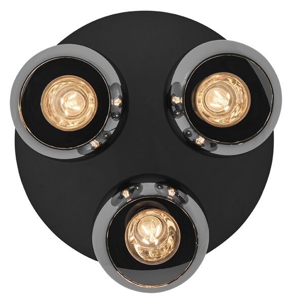 Plafoniera smart nera con vetro fumé 3 luci incl. WiFi A60 - Vidro